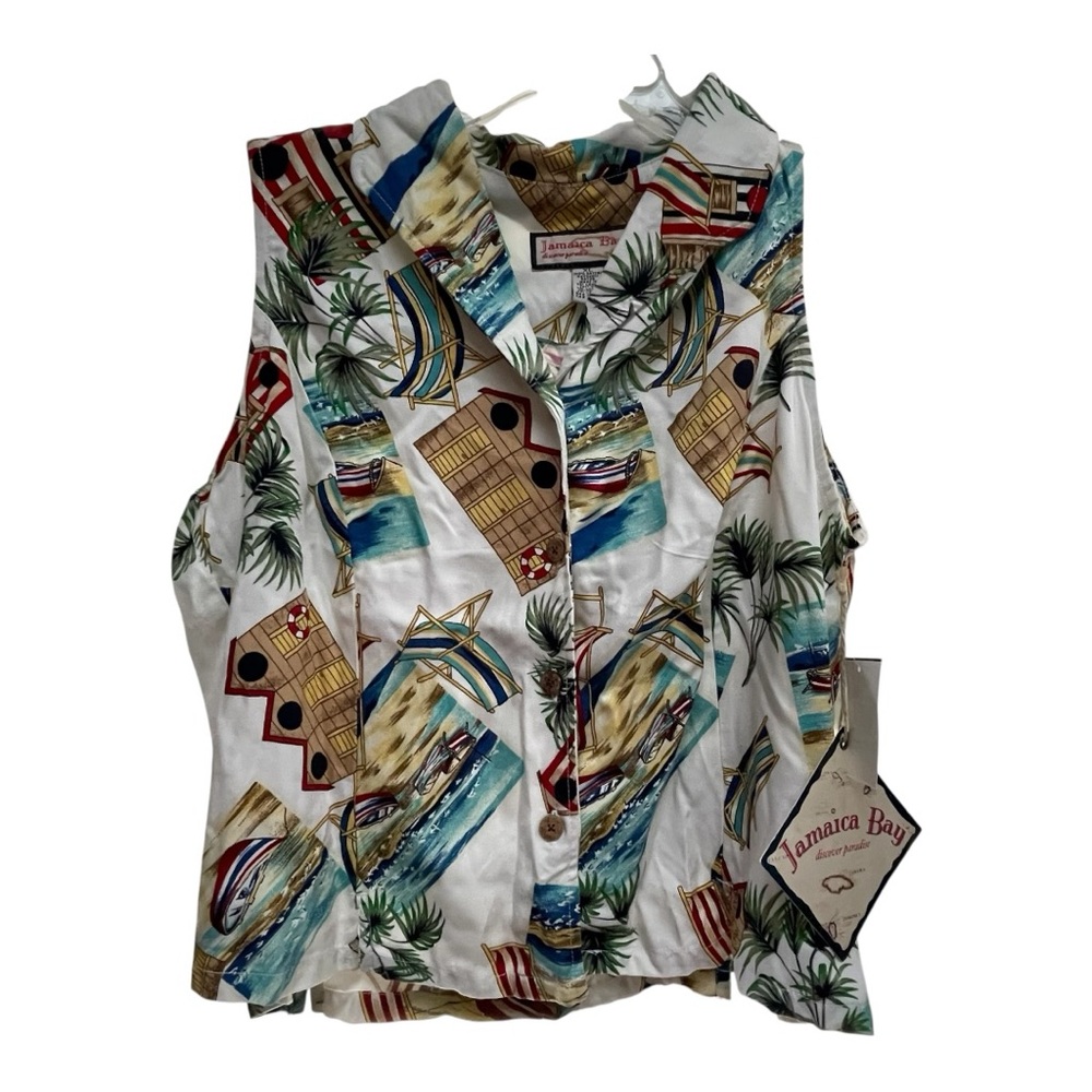 Jamaica Bay Tropical Print Sleeveless Top